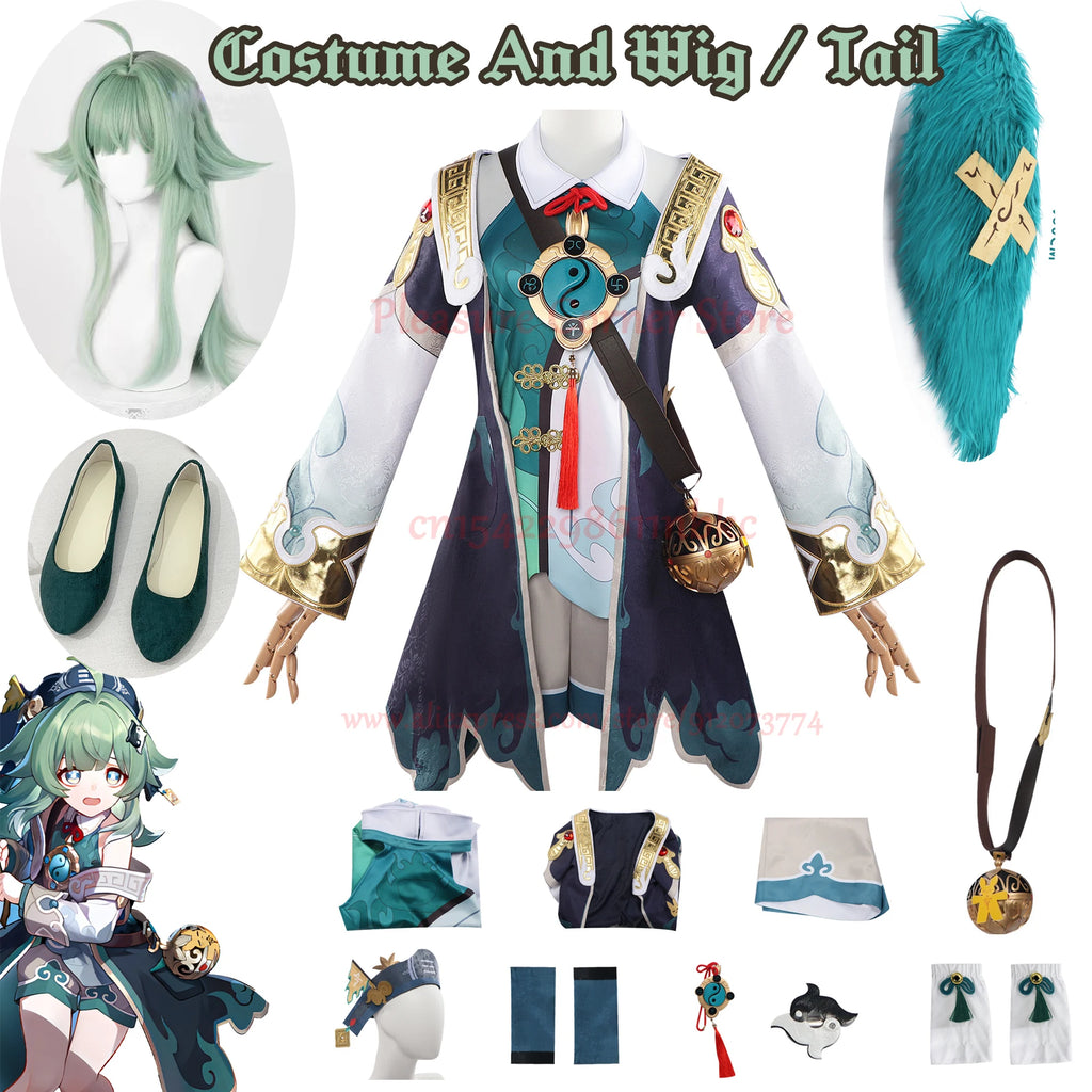 Honkai Star Rail Huohuo full outfit set including costume, wig, tail, and accessories for cosplay enthusiasts