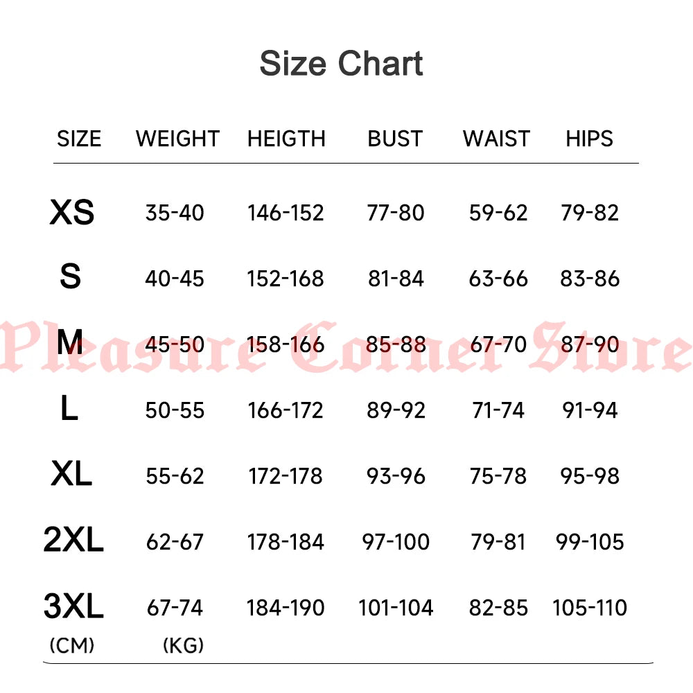 Honkai Star Rail Huohuo full outfit set size chart with measurements for various sizes
