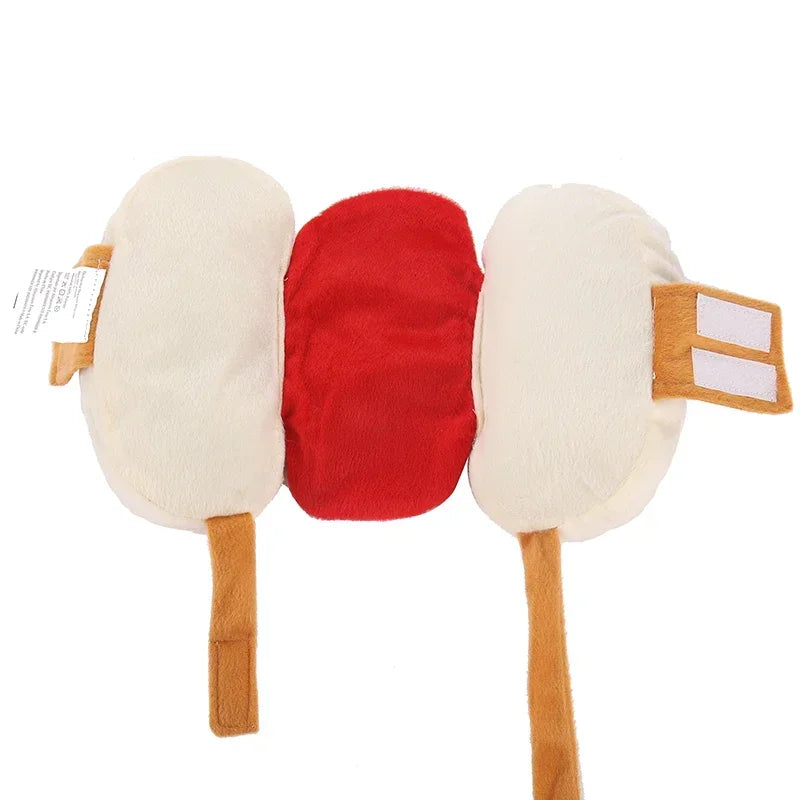 Adorable hot dog pet costume for dogs with plush bun and sausage details