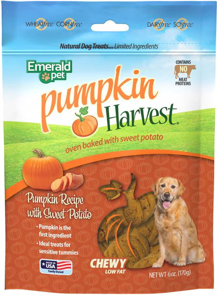 Emerald Pet Pumpkin Harvest Oven Baked with Sweet Potato Chicken-Free Dog Treats, 6-oz bag