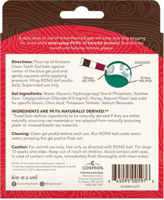 TropiClean Enticers Teeth Cleaning Gel Variety Pack Refill for KONG Dental Ball, 0.5-oz, 3 count