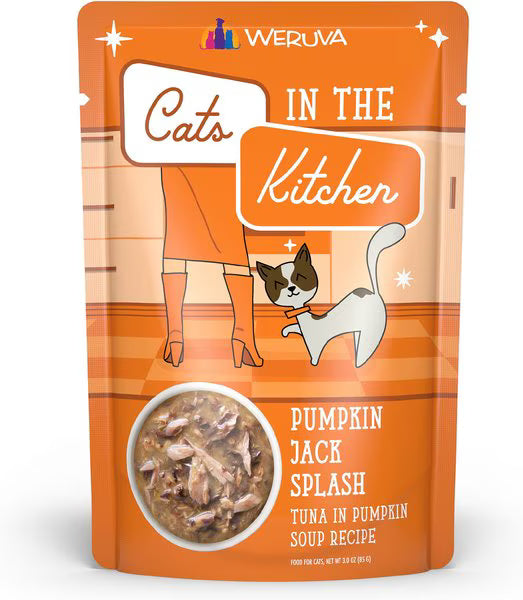 Weruva Cats in the Kitchen Pumpkin Jack Splash Tuna in Pumpkin Soup Grain-Free Cat Food Pouches, 3-oz pouch, case of 12