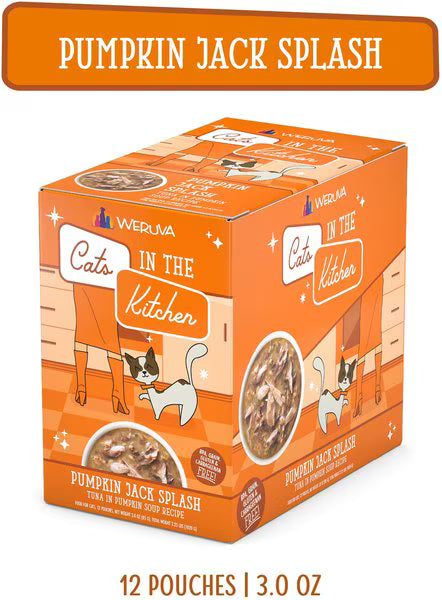 Weruva Cats in the Kitchen Pumpkin Jack Splash Tuna in Pumpkin Soup Grain-Free Cat Food Pouches, 3-oz pouch, case of 12