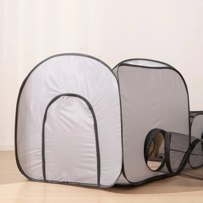 Indoor pet play tunnel with nest designed for cats and small pets to explore and hide
