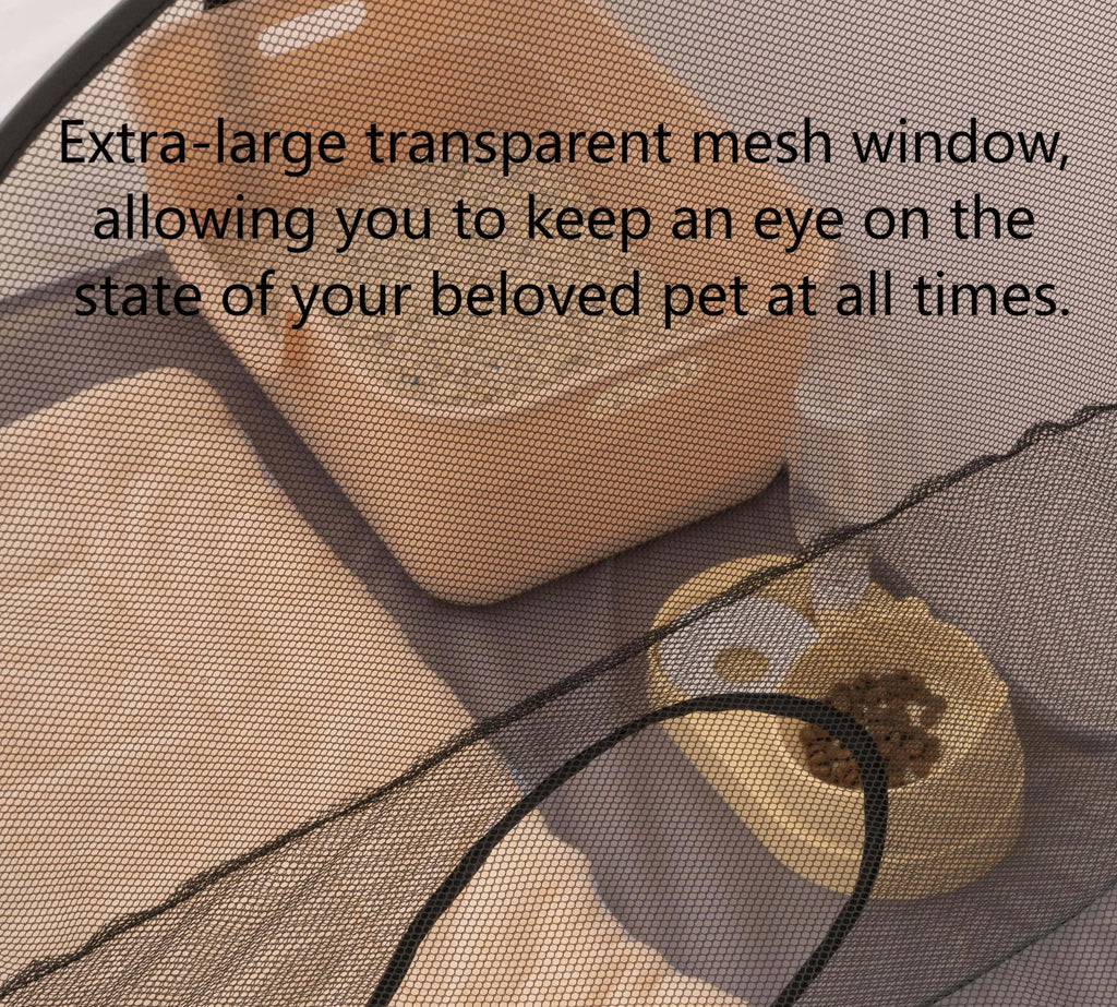 Indoor pet play tunnel with nest featuring extra-large transparent mesh window for pet visibility