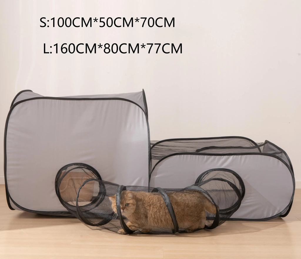 Indoor pet play tunnel with nest in various sizes suitable for cats and small pets