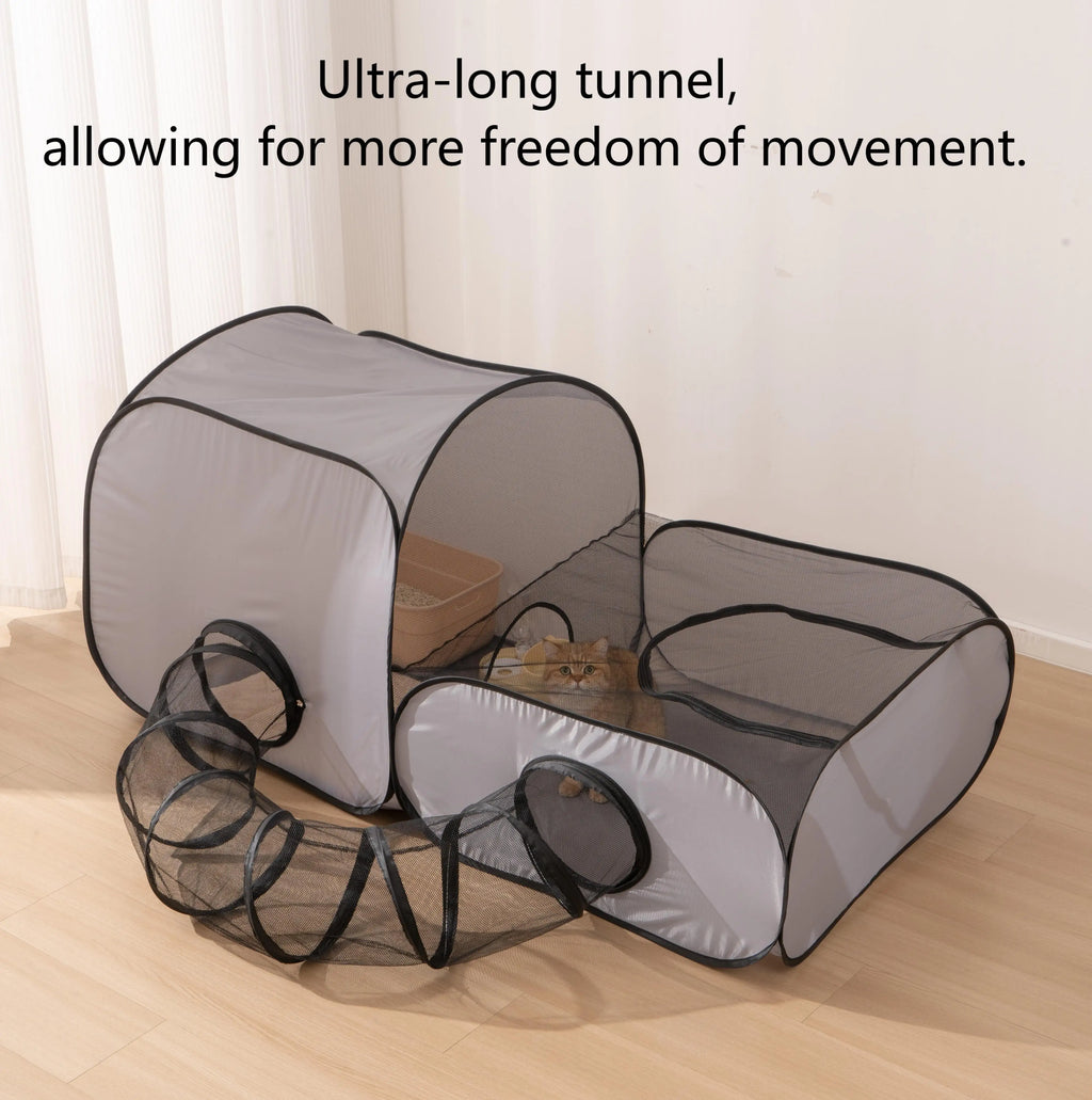 Indoor pet play tunnel with nest designed for interactive fun and exploration for cats and small pets