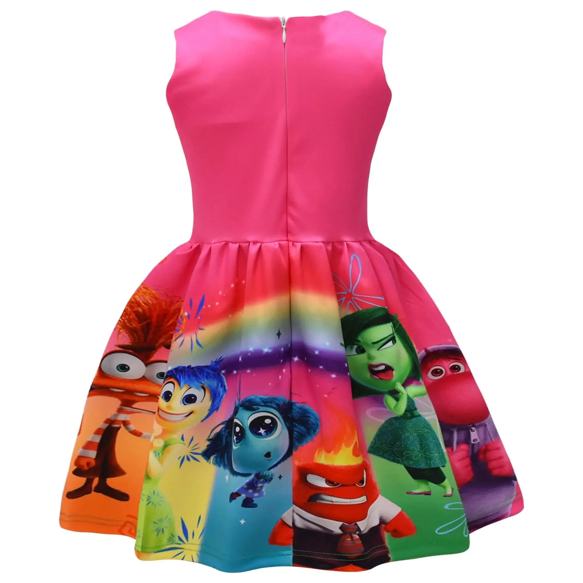 Inside Out Joy Halloween costume dress featuring colorful characters from the Pixar movie, perfect for kids