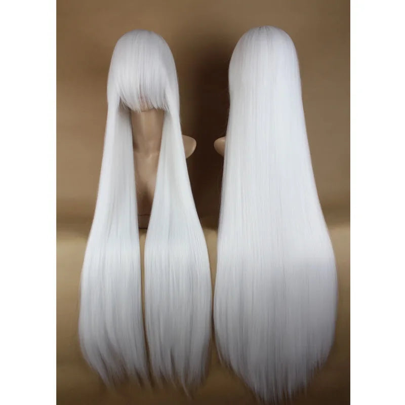 Long white wig for Inuyasha cosplay costume with straight cut and sleek design