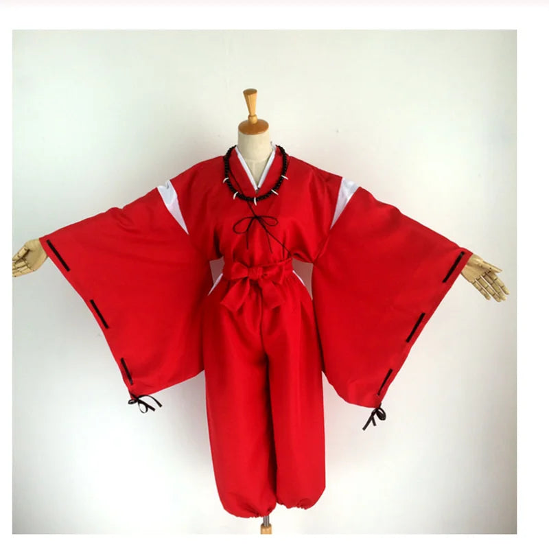 Inuyasha cosplay costume in red with wide sleeves and traditional details for anime fans