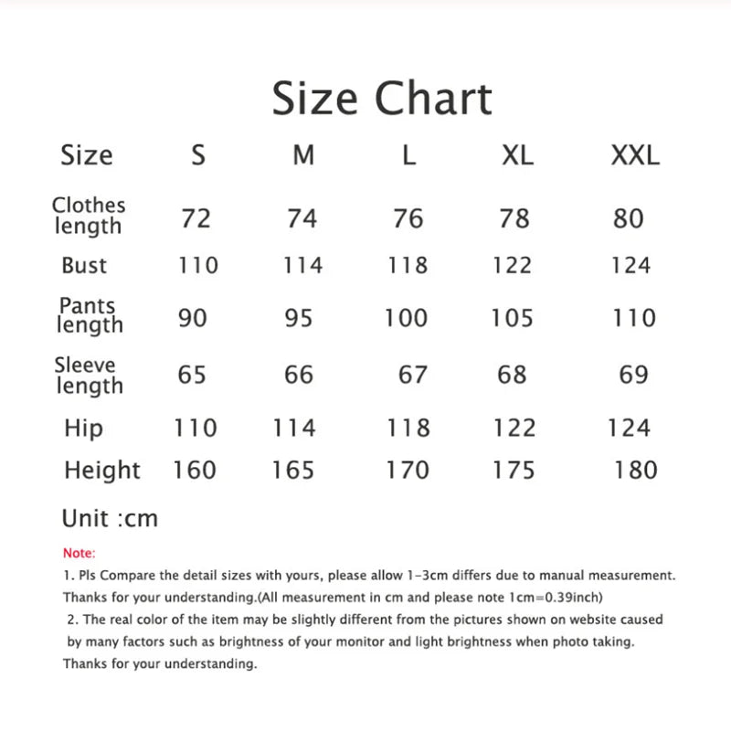 Inuyasha cosplay costume size chart showing measurements for S to XXL sizes in centimeters