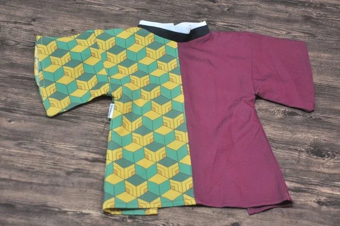 Zoomies & Co Japanese dog kimono costume featuring unique geometric patterns in vibrant colors