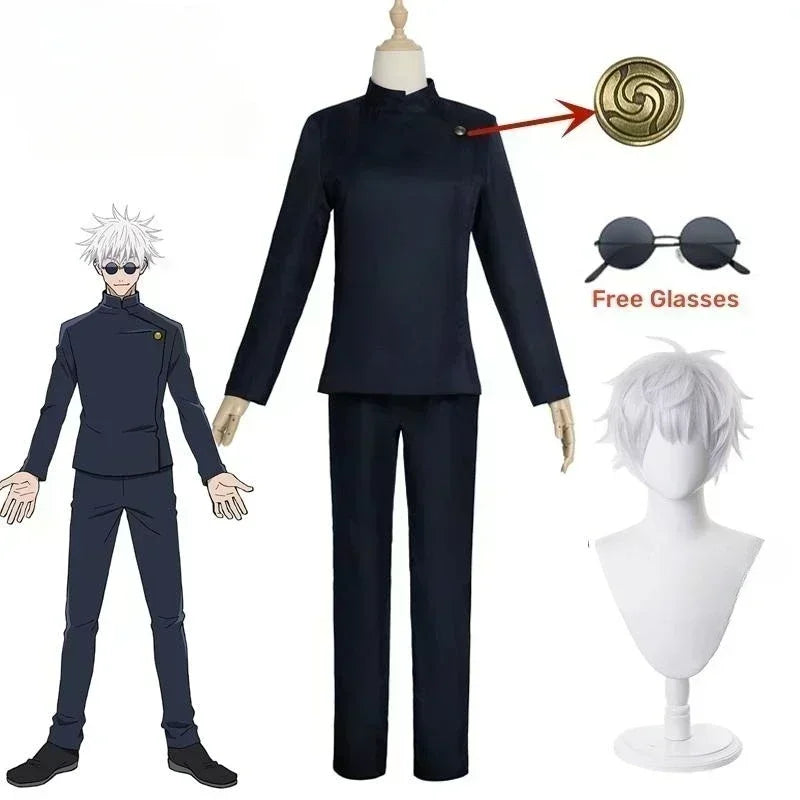 Jujutsu Kaisen Gojo uniform for adults including shirt and pants with free glasses for anime fans