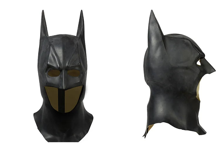 Justice Dawn Batman suit for men mask featuring a sleek black design with gold accents