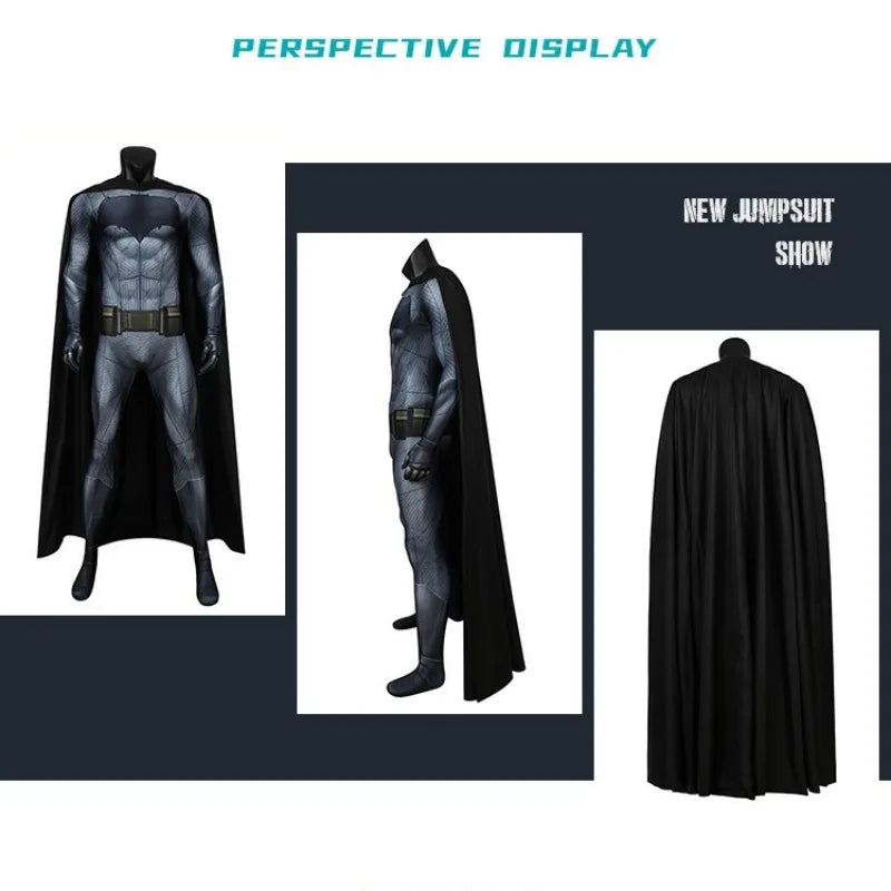 Justice Dawn Batman suit for men featuring a realistic design with cape and muscular details