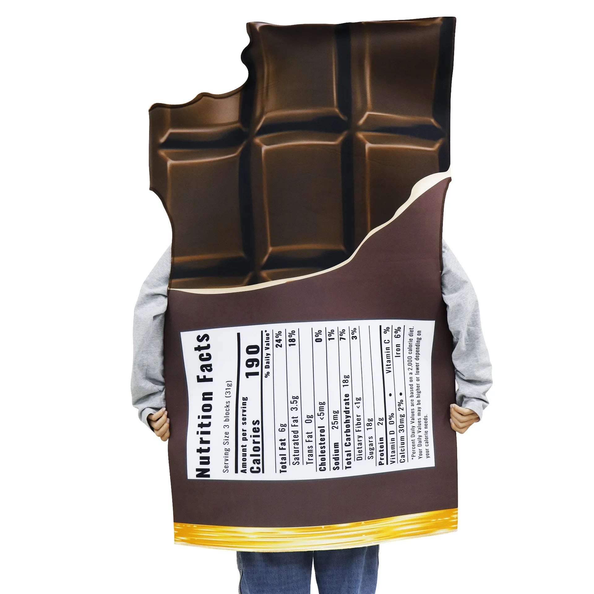 Fun chocolate bar costume for kids, great for Halloween or themed parties, perfect alongside ketchup and mustard costume set