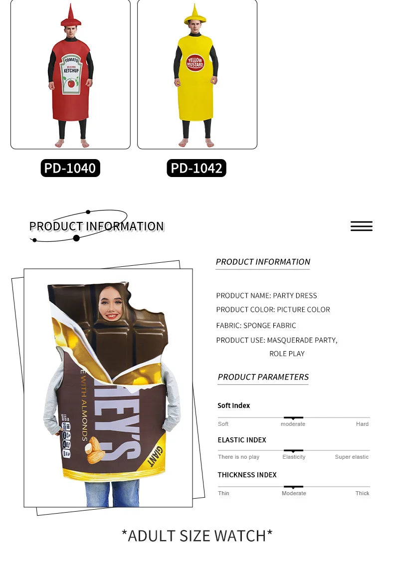 Ketchup and mustard costume set for adults, perfect for parties and fun events