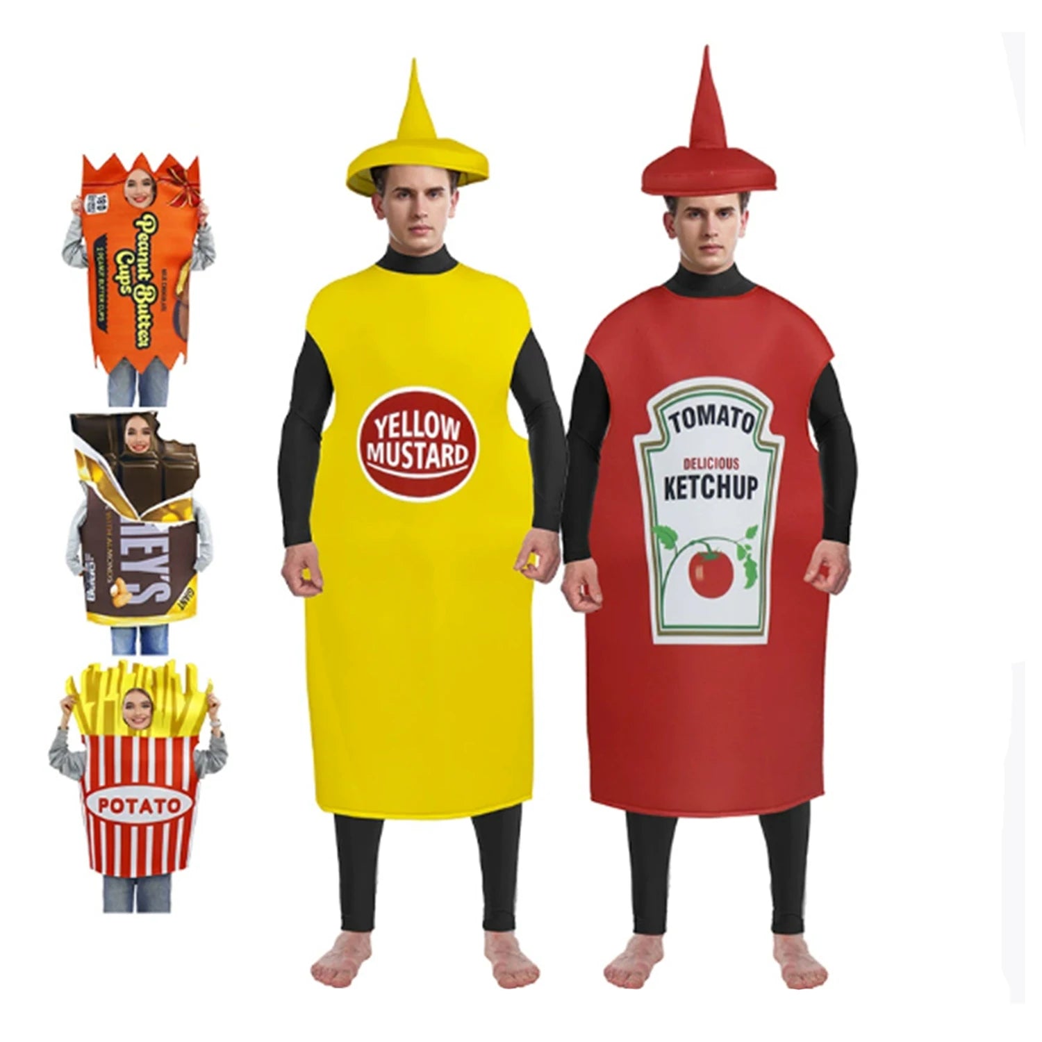 Ketchup and mustard costume set for fun food-themed parties and Halloween celebrations