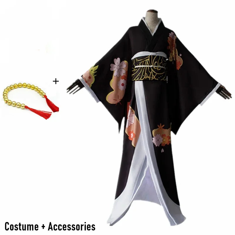 Kibutsuji Muzan cosplay costume with intricate floral design and accessories for anime fans
