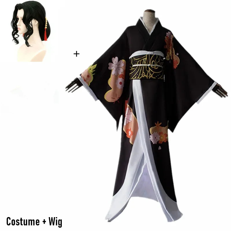 Kibutsuji Muzan cosplay costume including kimono and wig for anime fans
