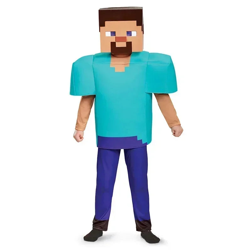 Kids pixel man cosplay costume from Zoomies & Co featuring a boxy character design and vibrant colors