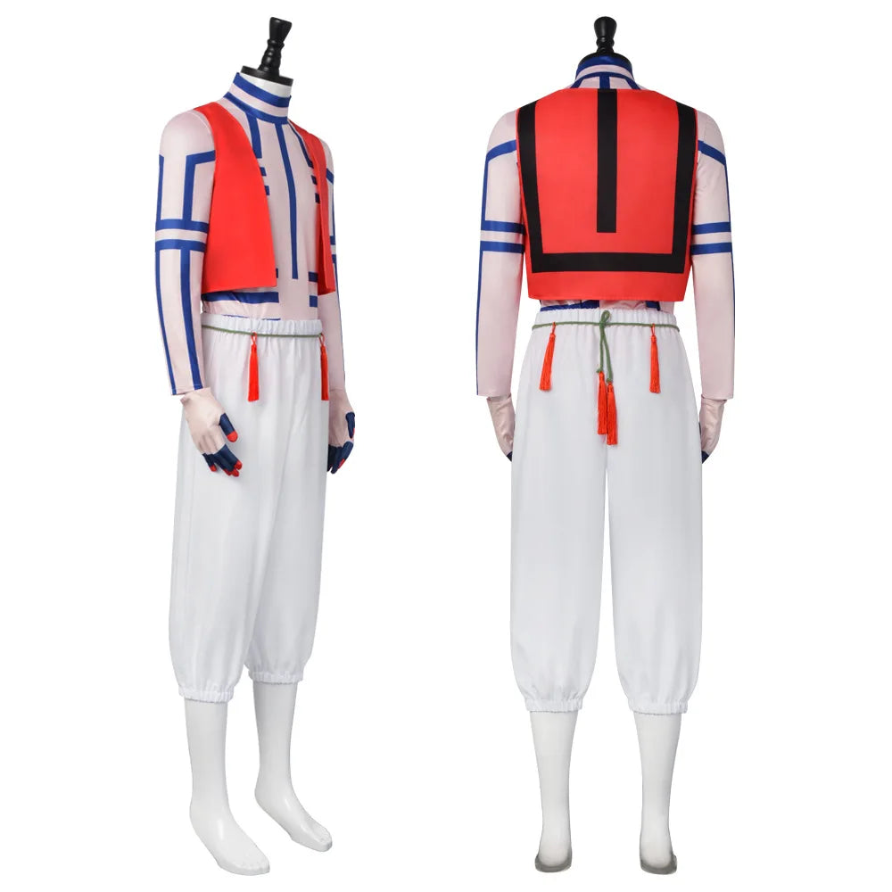 Kimetsu No Yaiba Akaza cosplay costume with vibrant red and blue details for anime fans