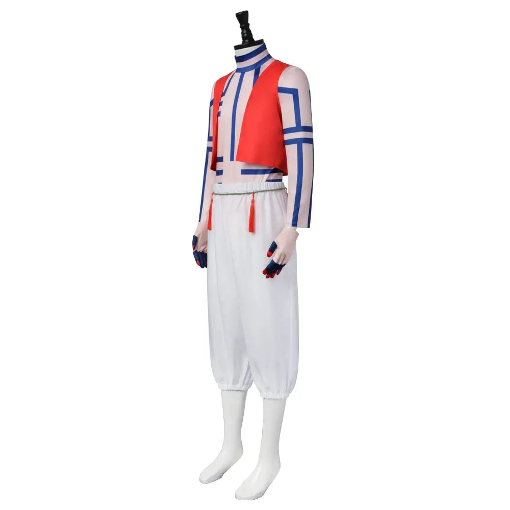Kimetsu No Yaiba Akaza cosplay costume featuring a colorful top and white pants perfect for anime fans