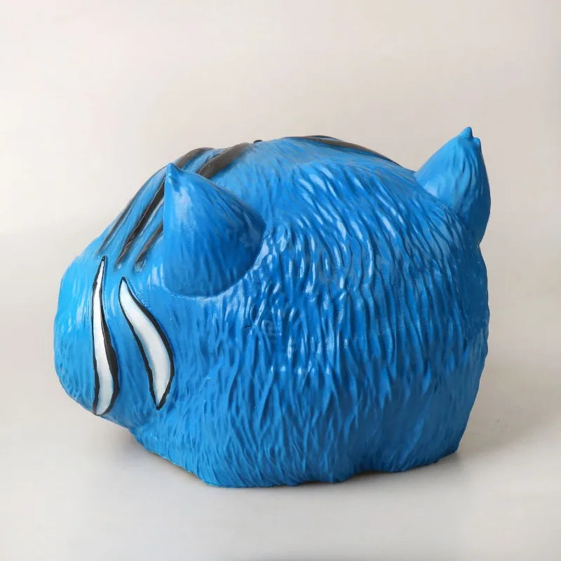 KPop demon hunter tiger mask in blue with textured fur and detailed facial features