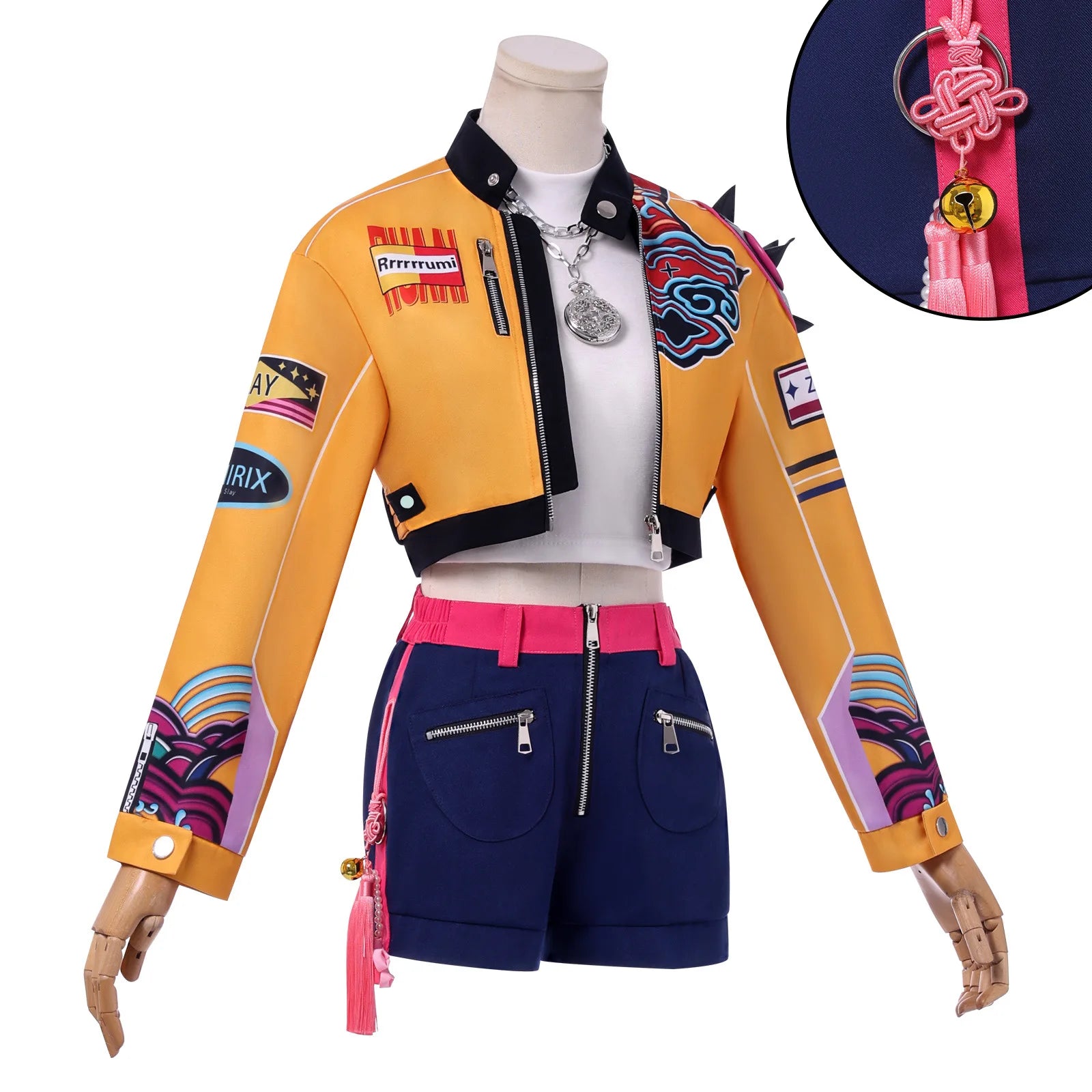 Demon Hunters Rumi cosplay clothes for carnival featuring a stylish jacket and shorts