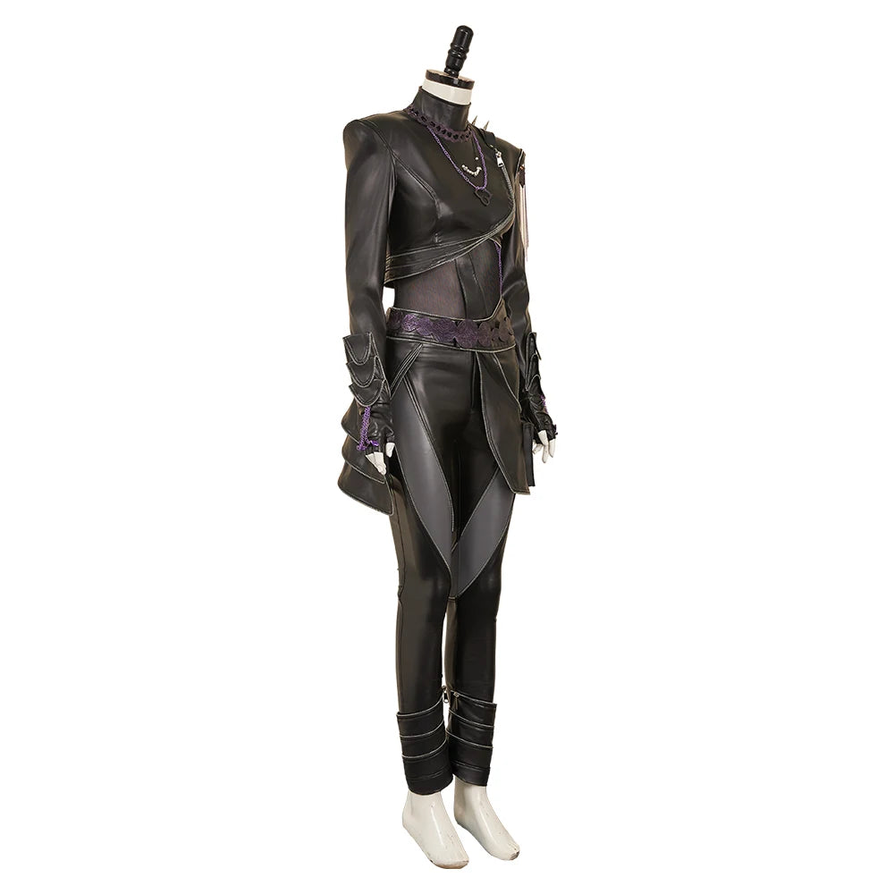 Kpop Demon Hunters Rumi cosplay costume with sleek black design and intricate detailing for fans