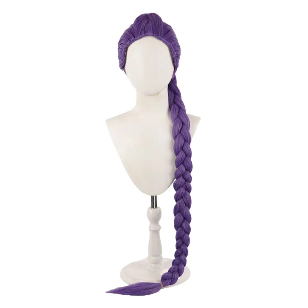 Purple braided wig for Kpop Demon Hunters Rumi cosplay costume with realistic styling