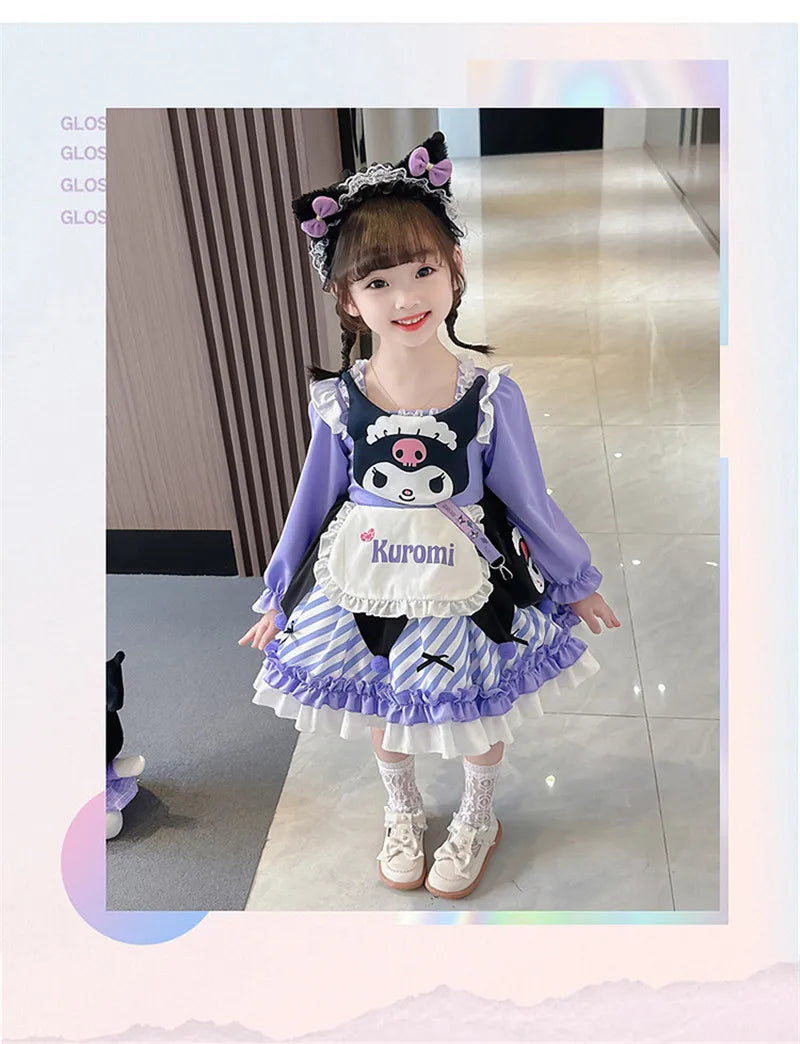 Cute Kuromi princess dress for kids with purple accents and adorable character design