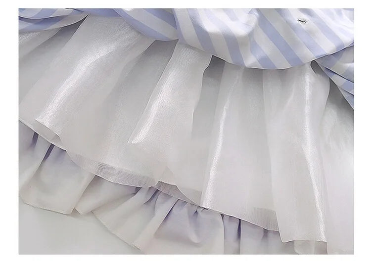 Layered tulle fabric detail of a Kuromi princess dress for kids by Zoomies & Co