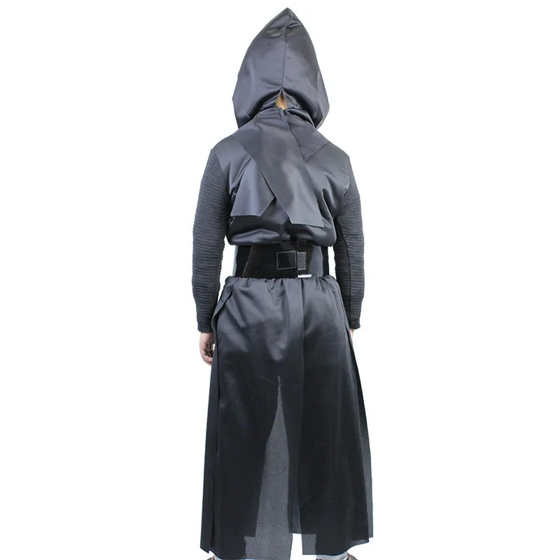 Kylo Ren dog costume in black with a hooded cape for pet cosplay and Halloween events