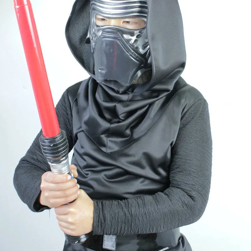 Kylo Ren dog costume featuring a black cape and helmet for stylish pet cosplay