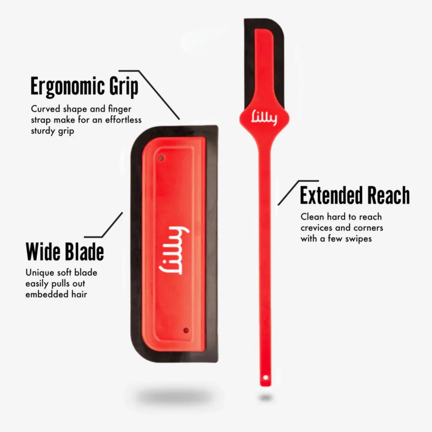 Lilly Brush clean-up blade kit with ergonomic grip and wide blade for easy hair removal