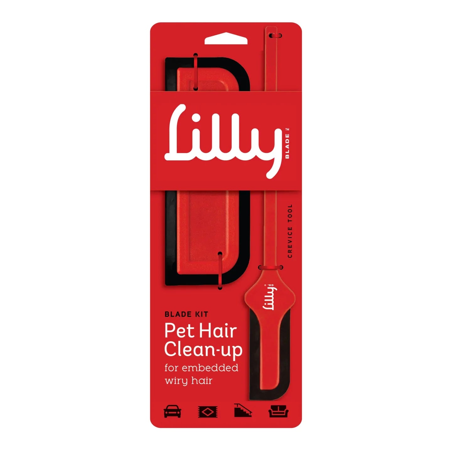 Lilly Brush clean-up blade kit for removing embedded pet hair with ergonomic design