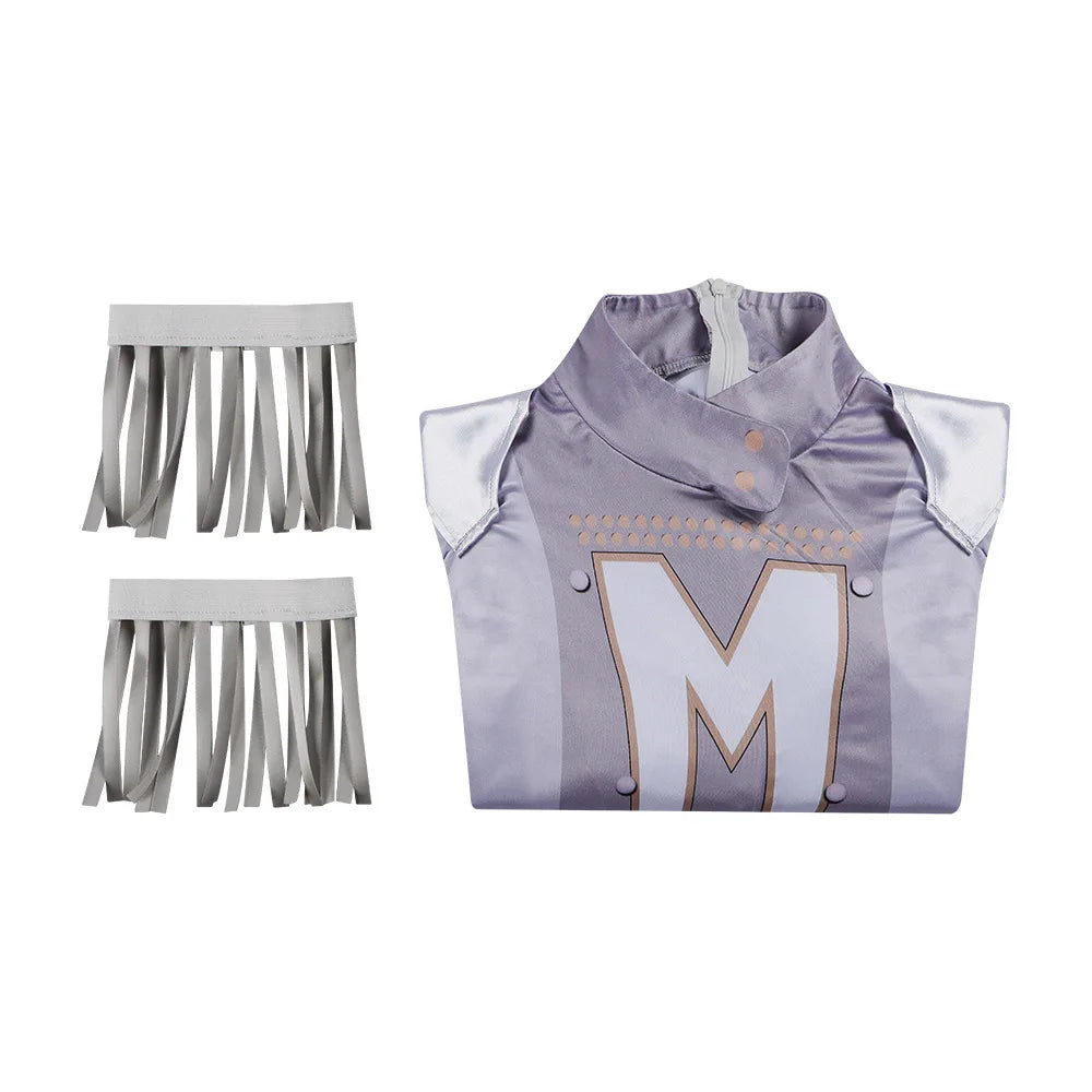 Megamind Metro Man cosplay costume for men featuring stylish collar and silver fringe accents