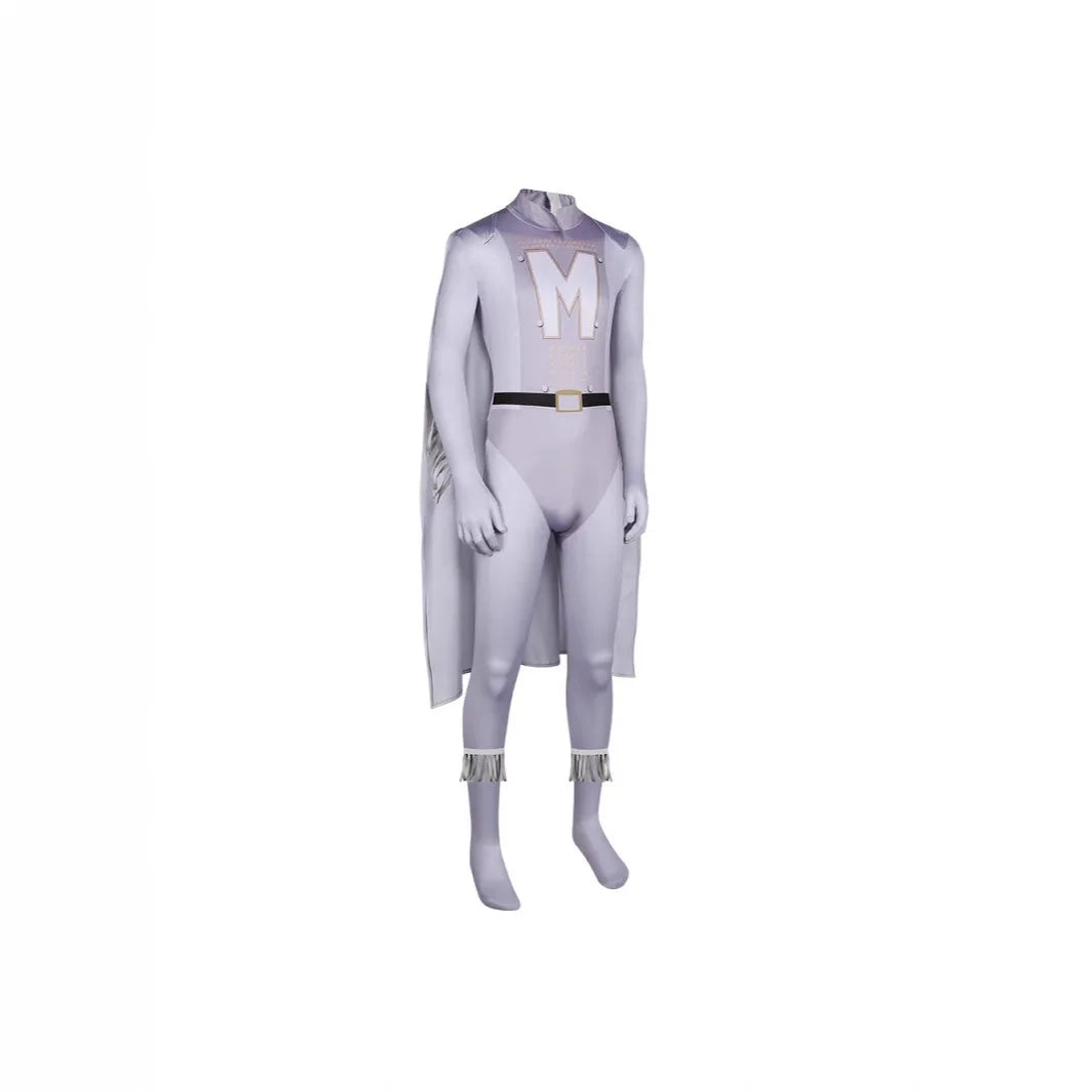 Megamind Metro Man cosplay costume for men including cape and detailed emblem for themed events