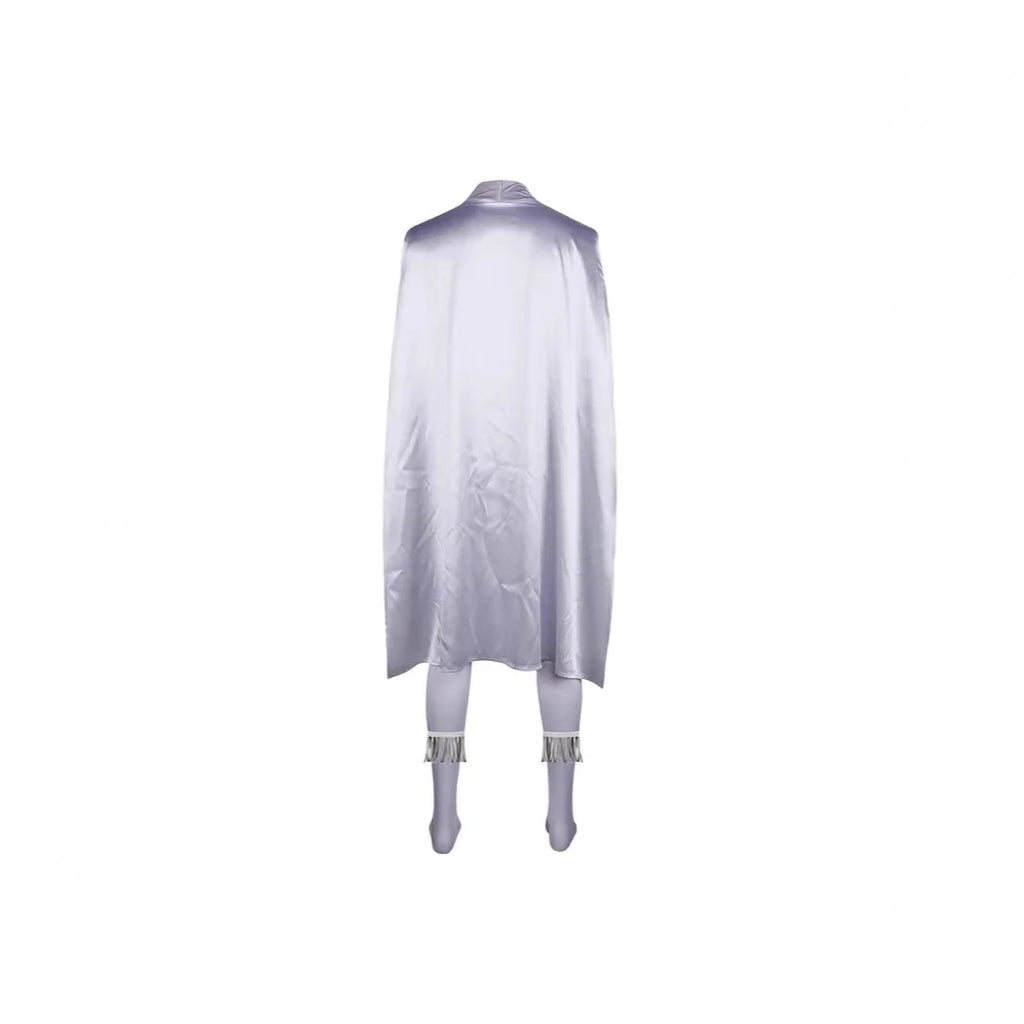 Megamind Metro Man cosplay costume for men featuring a sleek silver cape and matching bodysuit