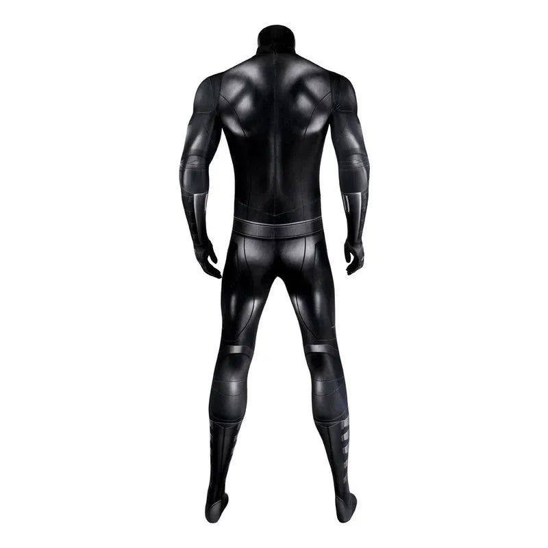 Michael Keaton Batman Costume for Adults featuring a sleek black design and form-fitting details from the back