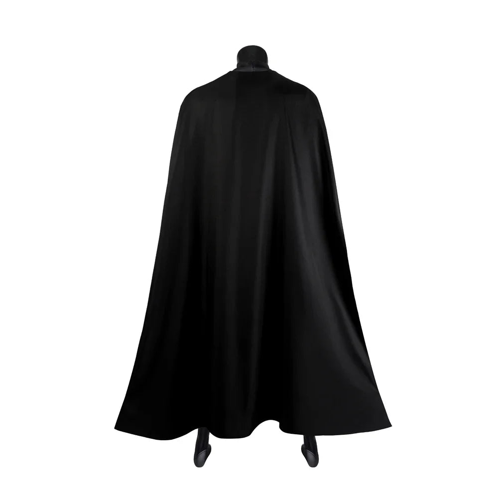 Back view of Michael Keaton Batman Costume for Adults featuring a long black cape