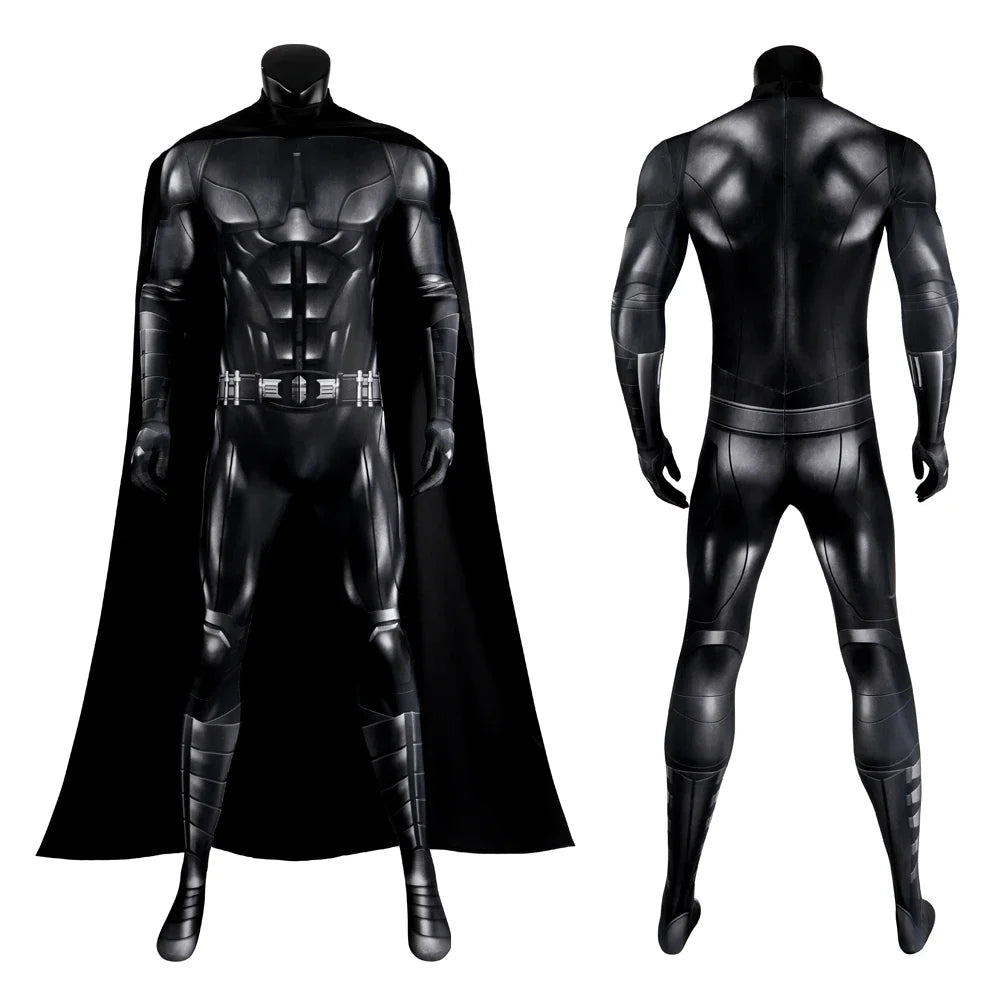 Michael Keaton Batman Costume for Adults featuring a detailed muscle design and flowing cape
