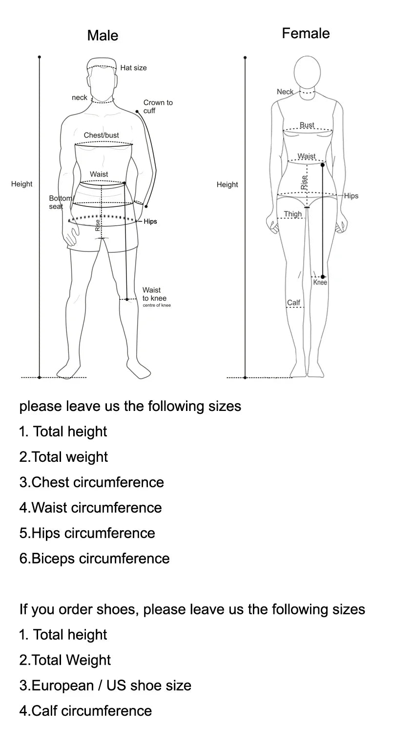 Sizing chart for Michael Keaton Batman Costume for Adults with male and female measurement guidelines