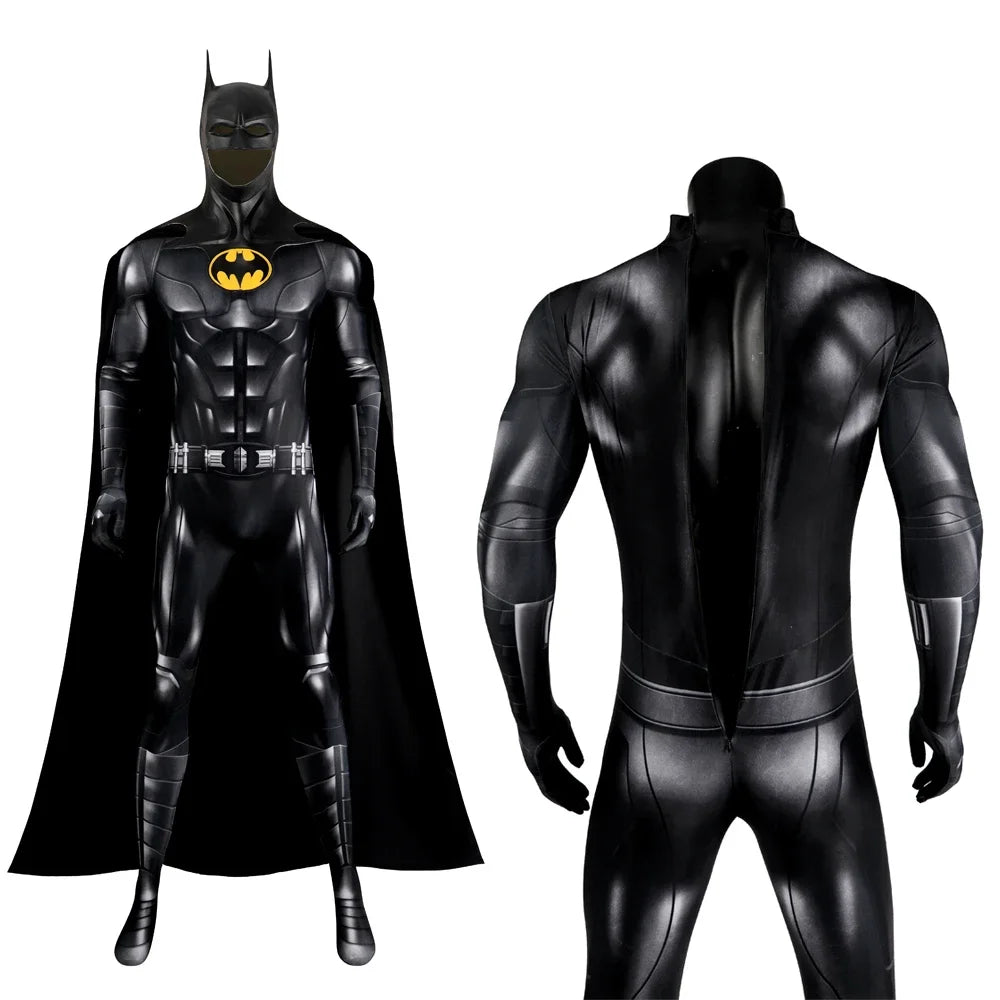 Michael Keaton Batman Costume for Adults with Cape and Detailed Bodysuit Design