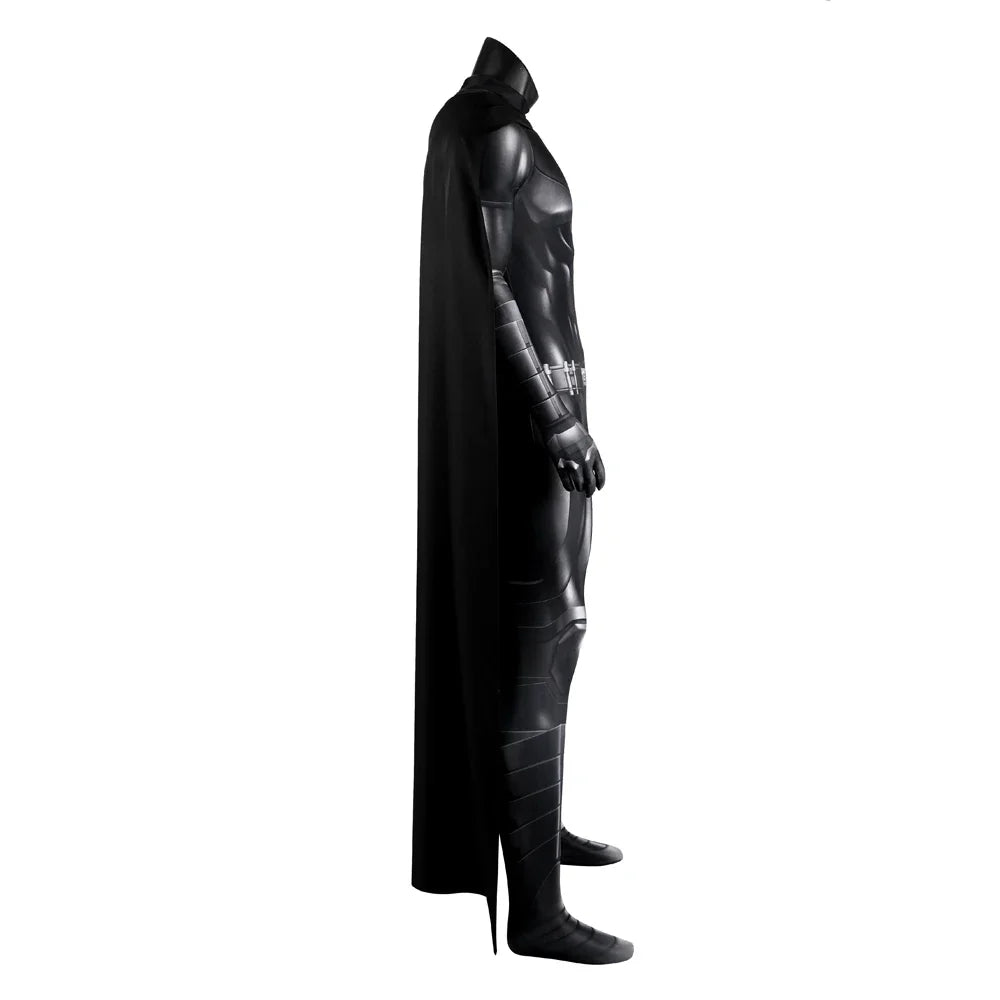 Michael Keaton Batman Costume for Adults featuring a sleek black design and dramatic cape