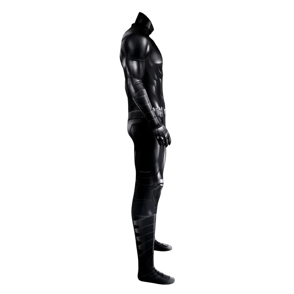 Michael Keaton Batman Costume for Adults featuring a sleek black design with detailed muscle accents