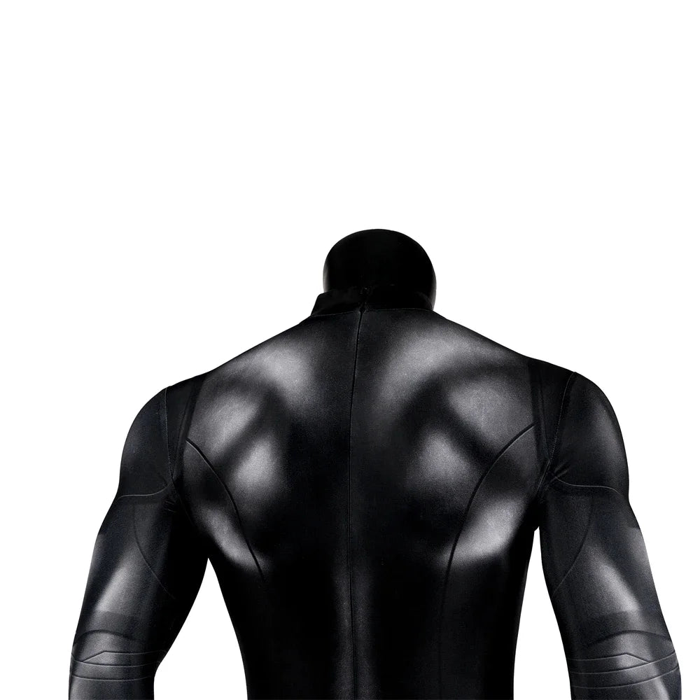 Michael Keaton Batman Costume for Adults featuring a sleek black design with muscle detailing