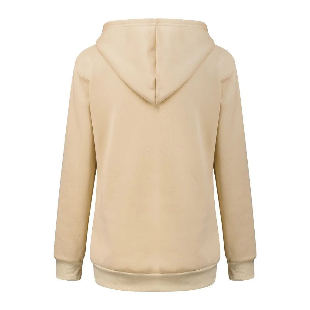 Back view of a beige cat lover sweatshirt with pouch, perfect for cozy style and pet lovers