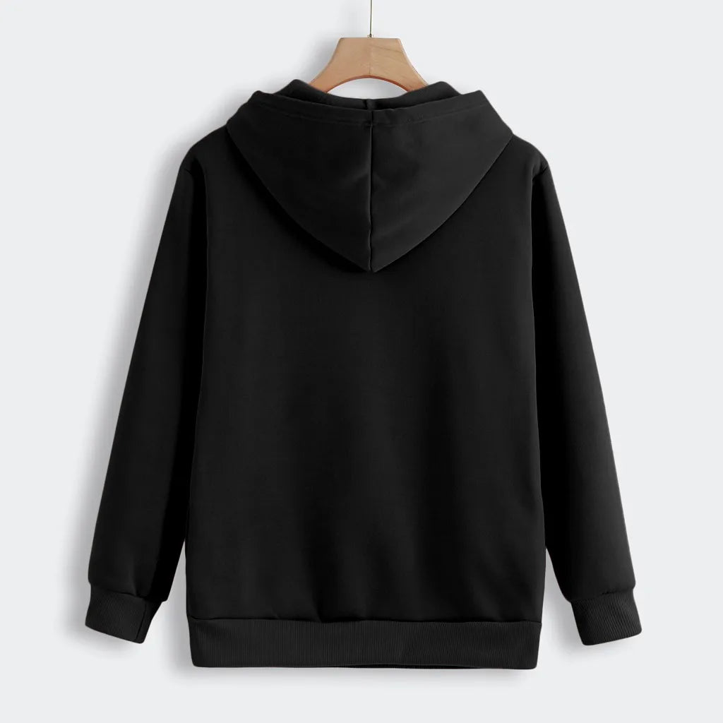 Black cat lover sweatshirt with pouch featuring a cozy hood and relaxed fit